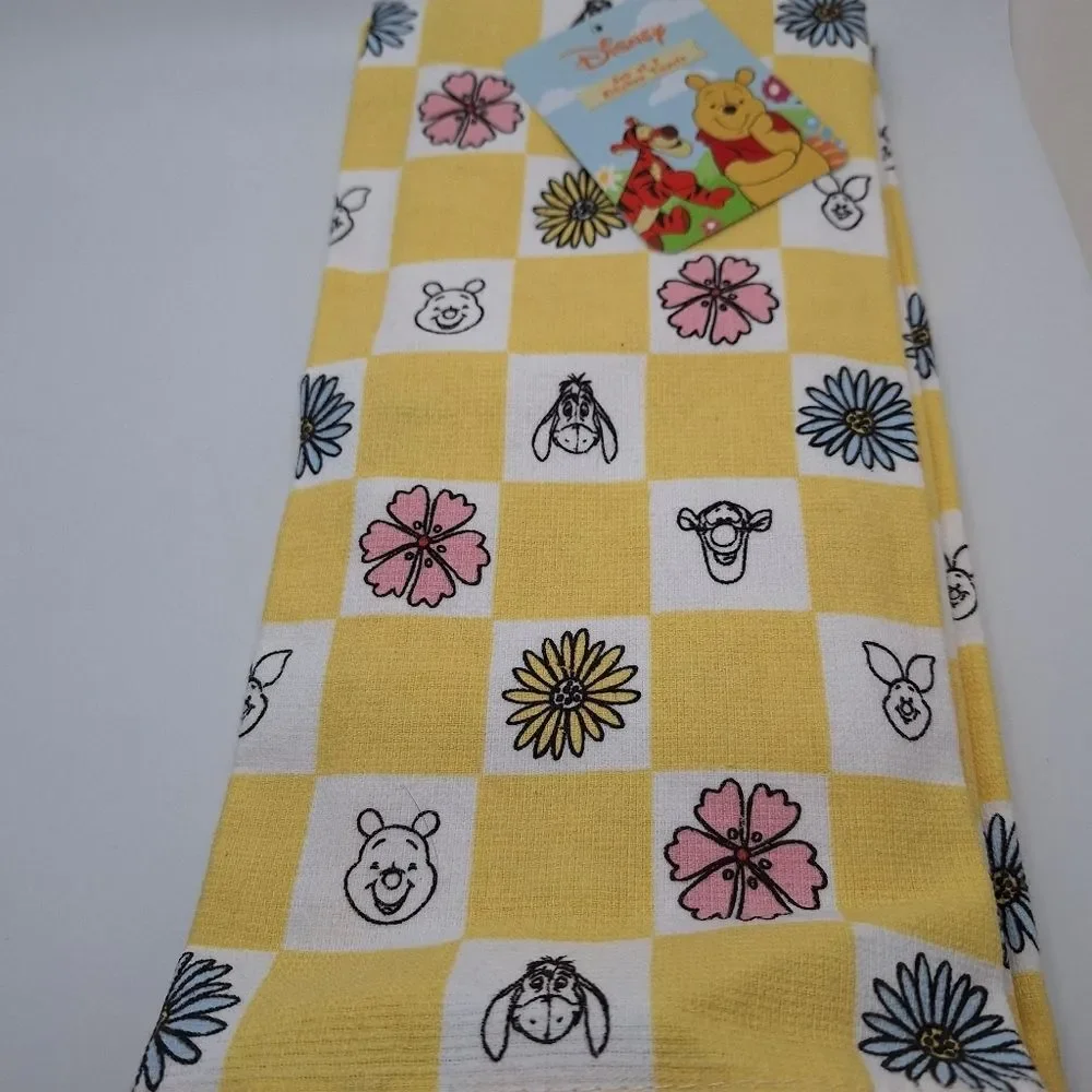 Winnie the Pooh Yellow Checkered Kitchen Towel Set
